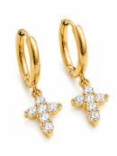 Luna Cross Charm Hoop Earrings – 18K Gold Plated Anti-Tarnish Earrings