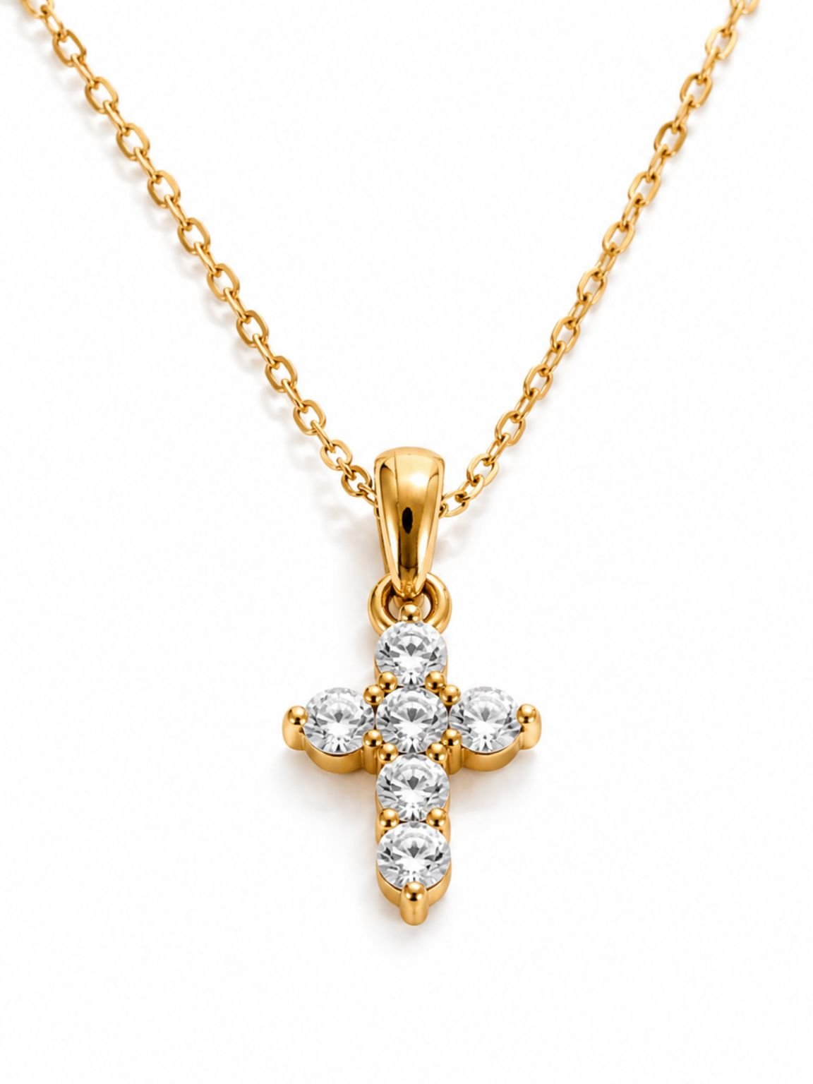 Luna Cross Pendant Necklace – 18K Gold Plated Anti-Tarnish Necklace