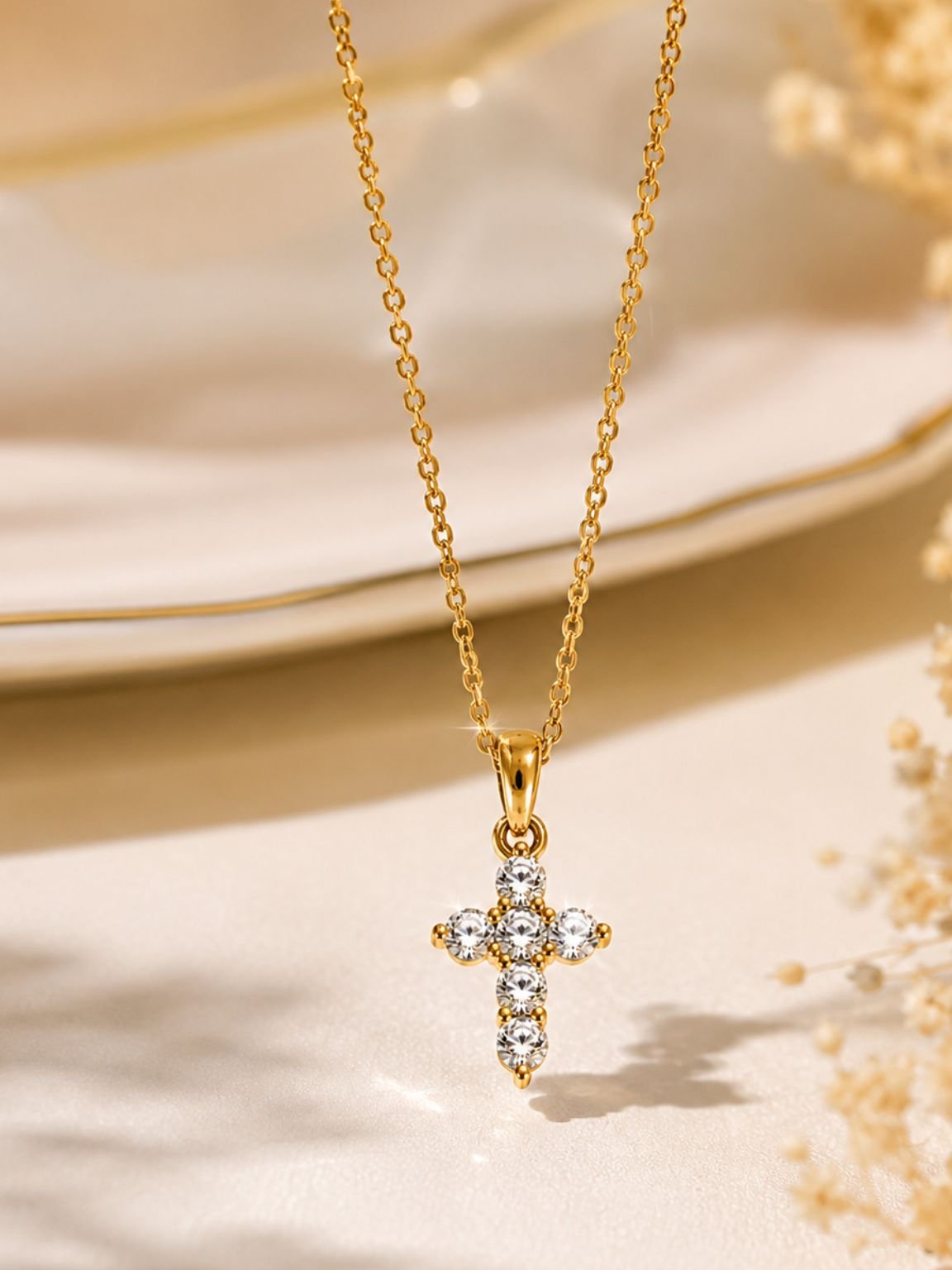 Luna Cross Pendant Necklace – 18K Gold Plated Anti-Tarnish Necklace - Image 2