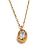 Shiny Cubic Zircon Pendant Necklace Trendy PVD Stainless Steel Pendant Necklace for Women Jewelry Gift
