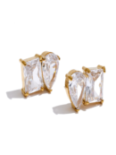 Elegant Stainless Steel Earrings Cut Cubic Zirconia Geometric Sparkly Wedding Stud Earrings