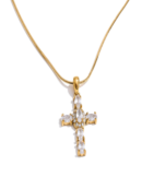 Stainless Steel Cubic Zirconia Cross Pendant Necklace Jewelry for Daily Wear