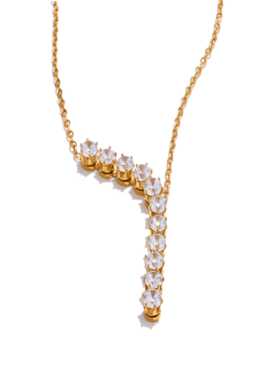 Shiny Cubic Zirconia Pendant Necklace 18K Gold PVD Stainless Steel Pendant Necklace for Women Jewelry